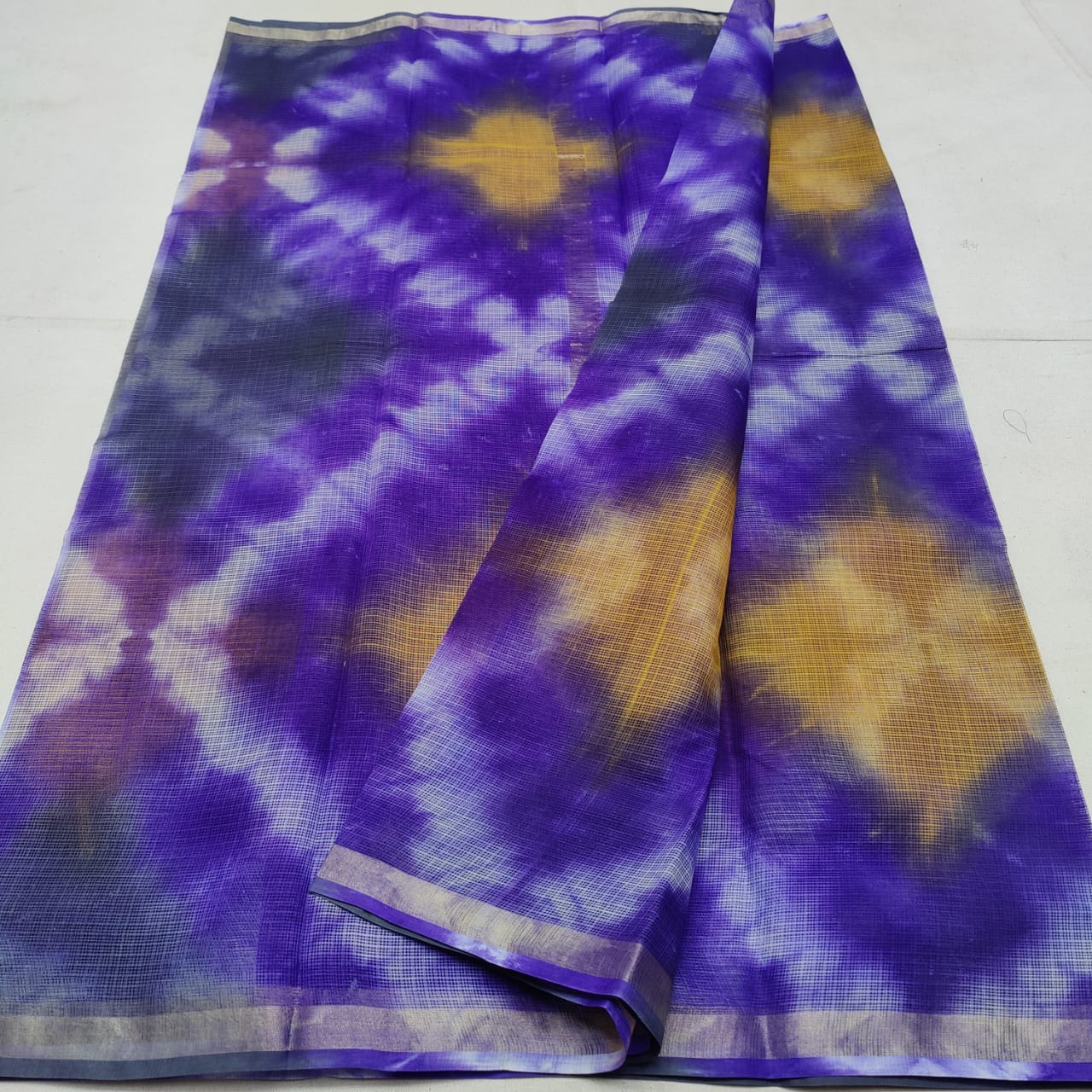 Kota Doria Pure Cotton Shibori Tie & Dye Saree