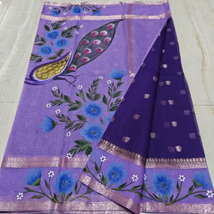 Kota Weaving & Hand Brush Paint Saree