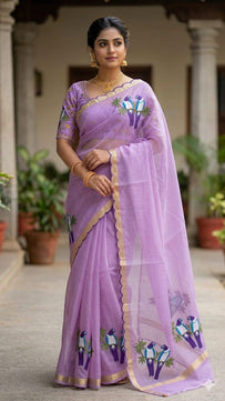 Pure Kota Doria Cotton Embroidery Saree