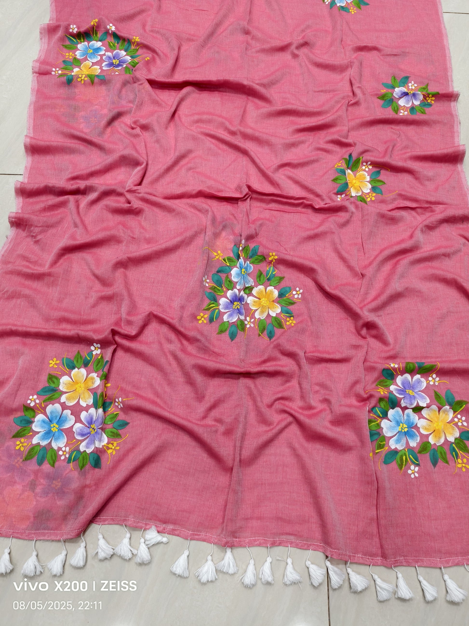 Mulmul Cotton Hand-Painted Saree