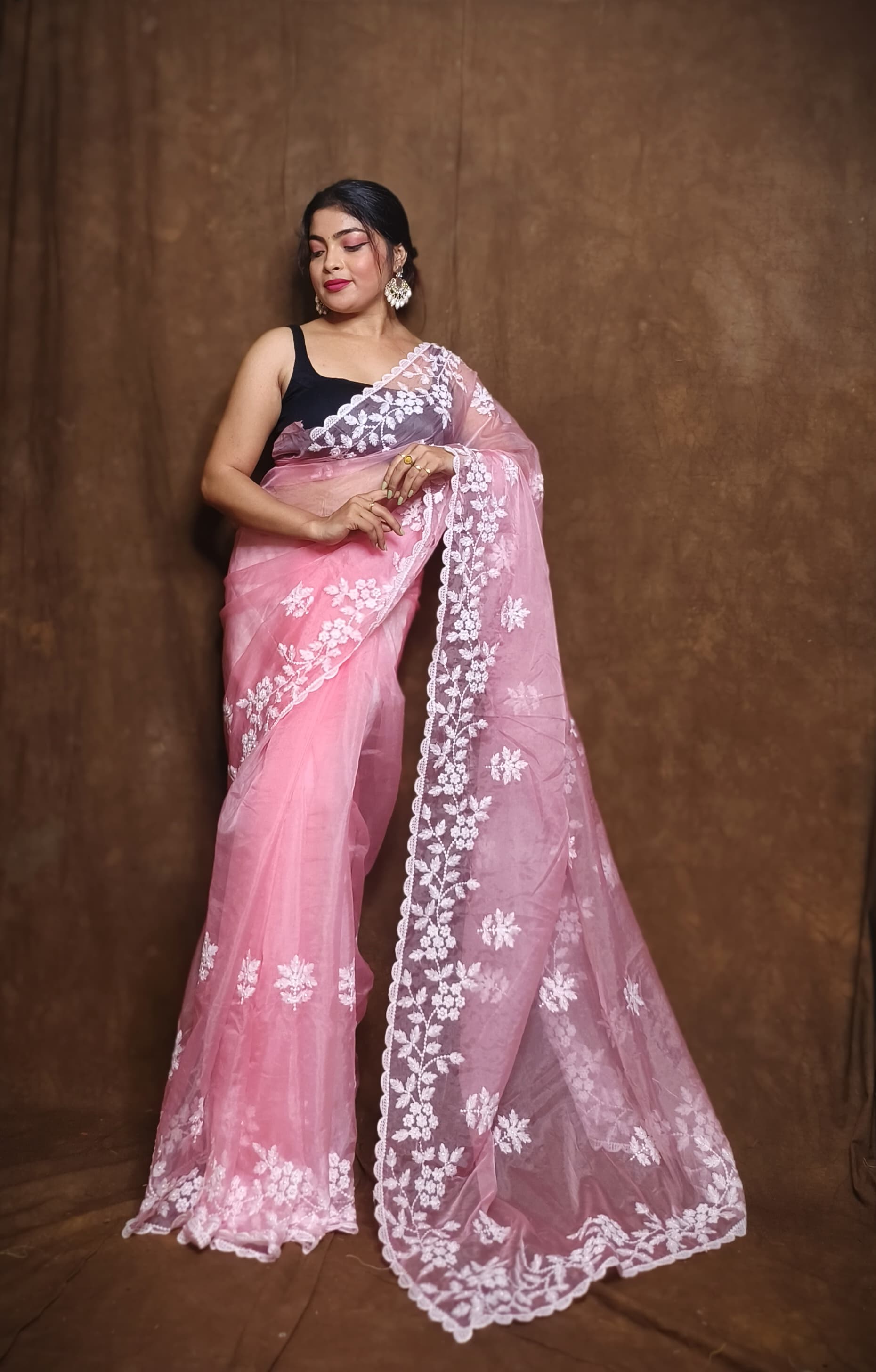 Premium Chiffon Saree with Hakoba Resham Blouse Piece