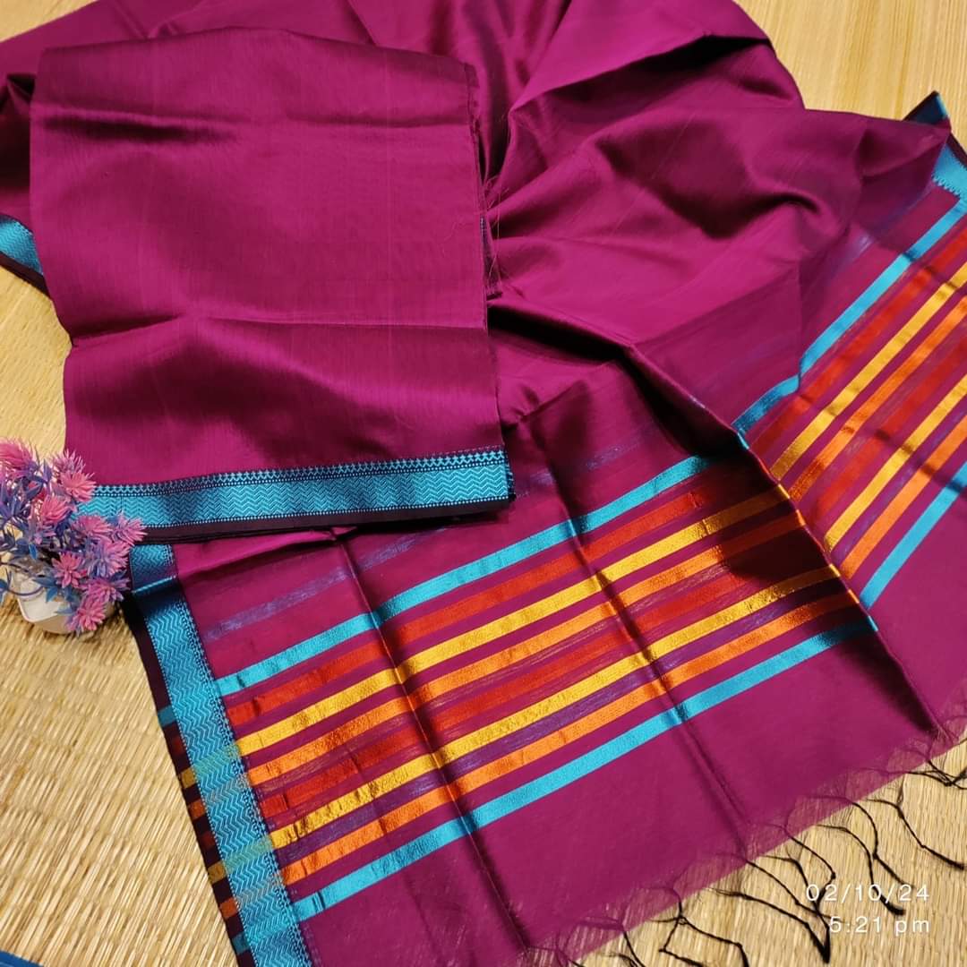 Maheshwari Design Cotton Silk Saree