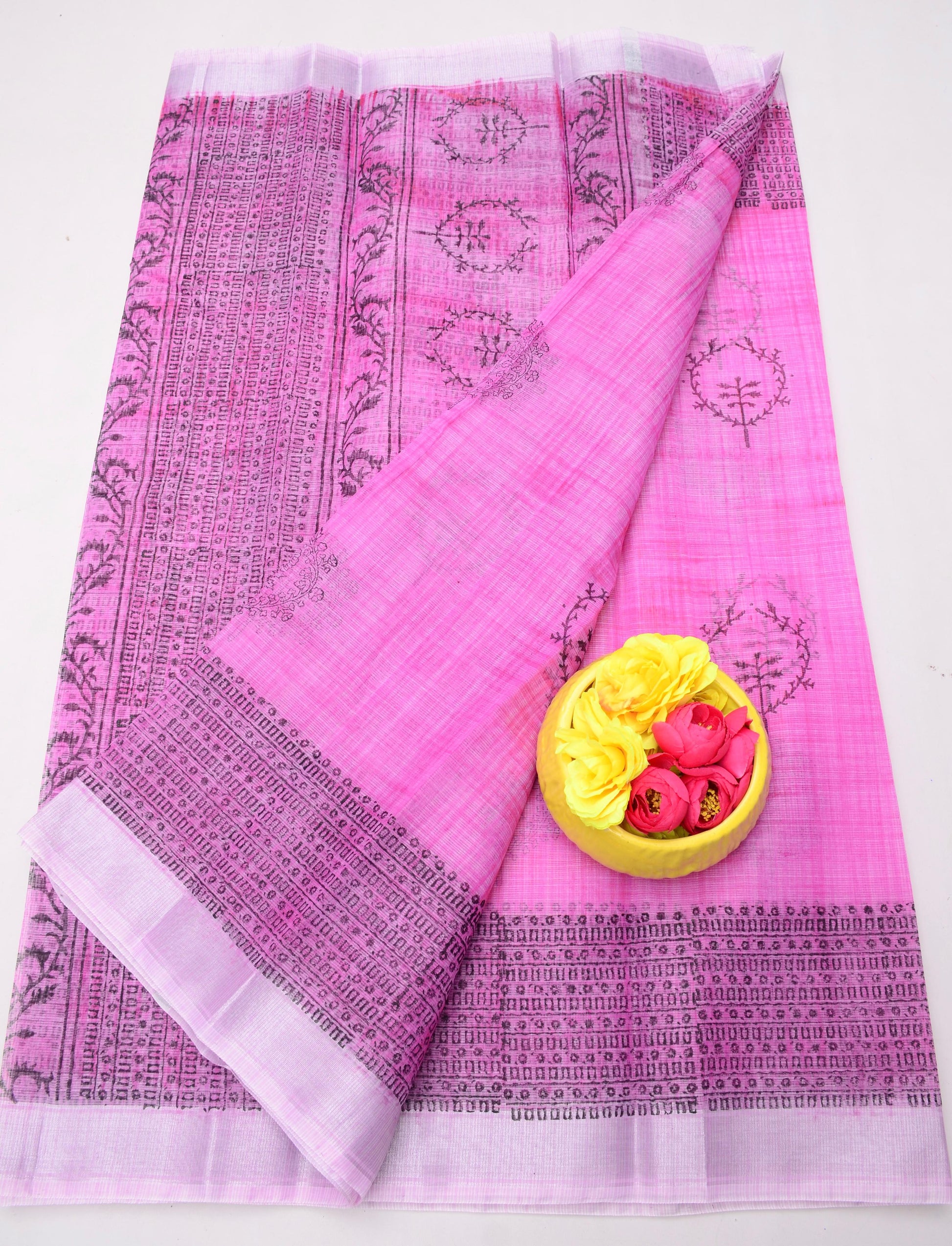 Kota Doria Hand Block Print Saree