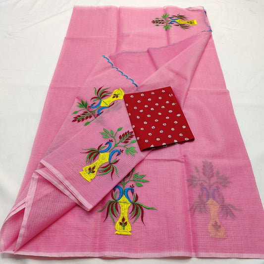 Kota Doria Saree with embroidery