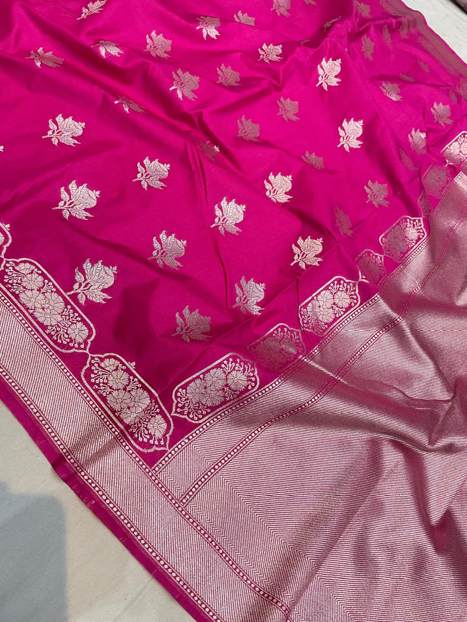 Banarasi Mashru Uppada Silk Saree with Zari Butis