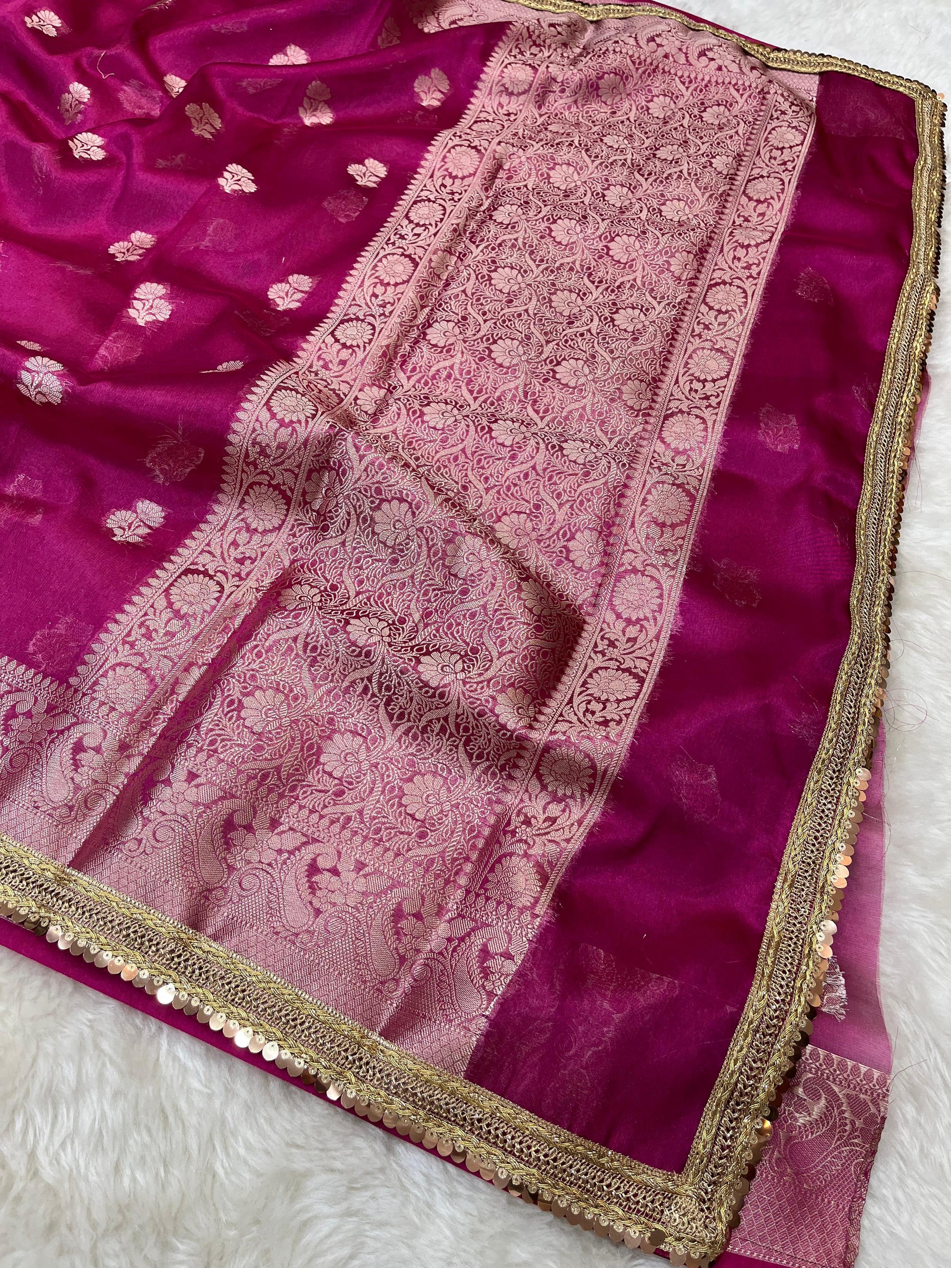 Tissue Silk Saree with Lace Work