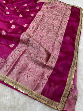 Tissue Silk Saree with Lace Work