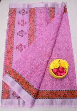 Kota Doria Hand Block Print Saree