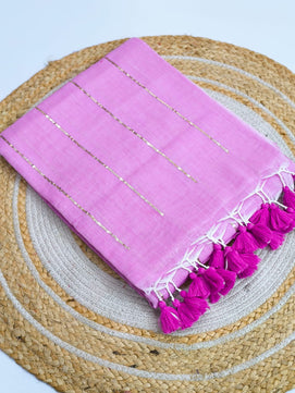 Pure Mulmul Cotton Sequin Chain Saree
