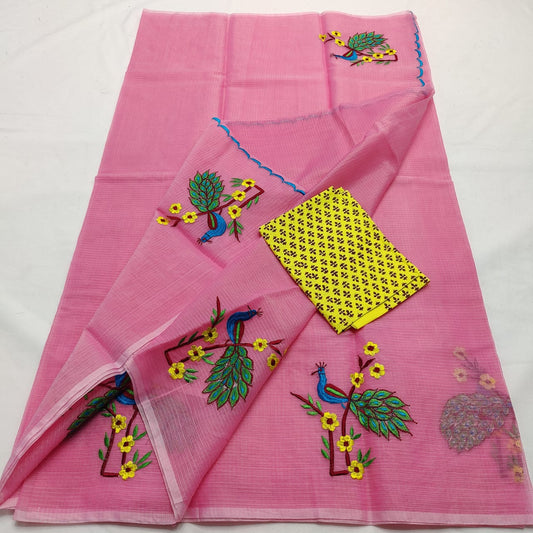 Kota Doria Saree with embroidery