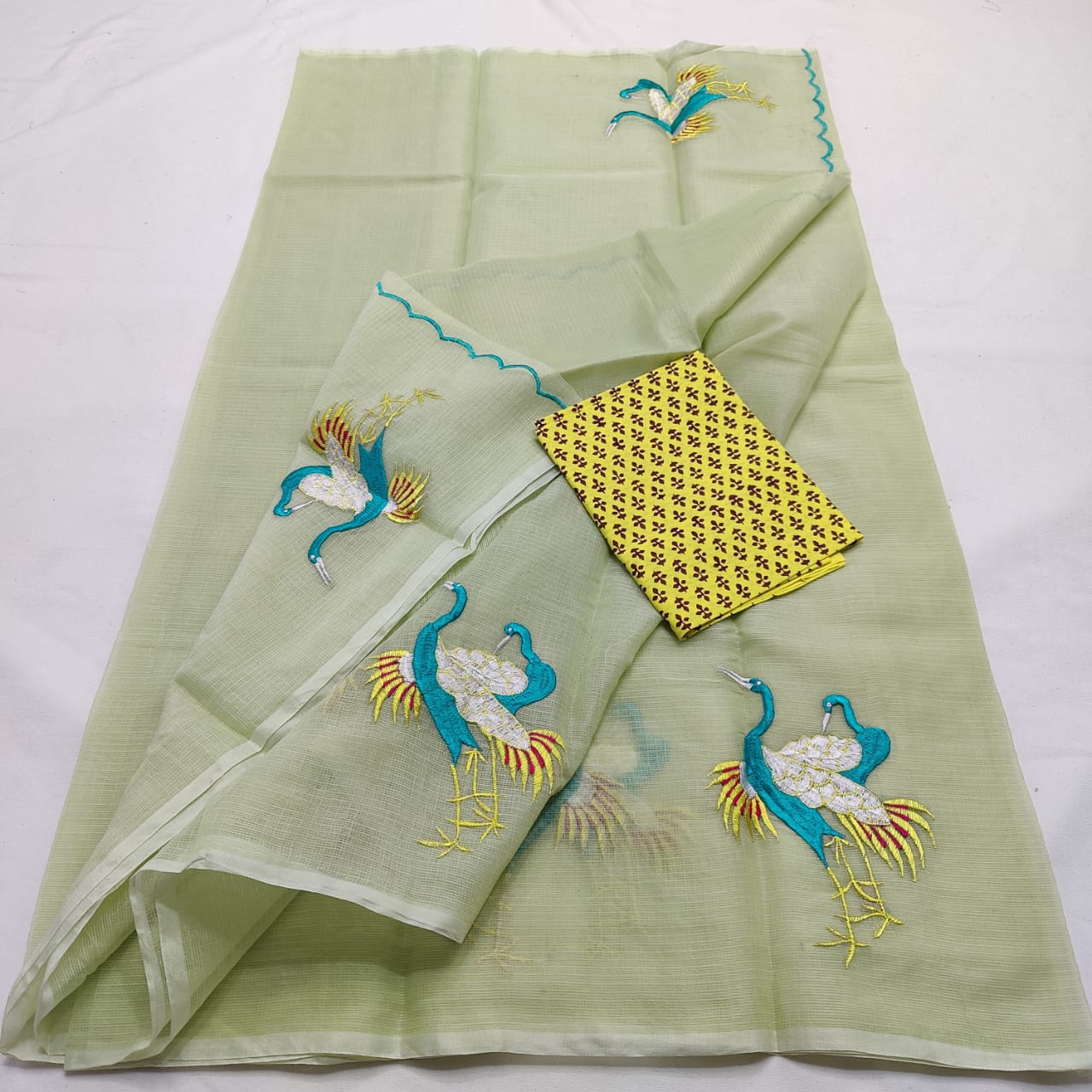 Kota Doria Saree with embroidery
