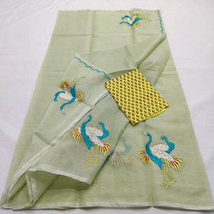 Kota Doria Saree with embroidery