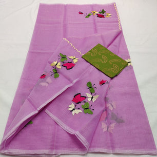 Kota Doria Saree with embroidery