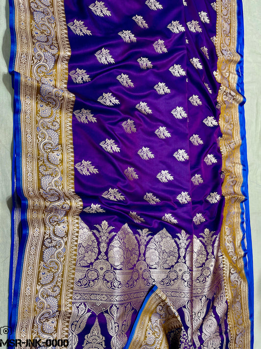 Banarasi Handloom Mashru Satin Katan Soft Silk Saree