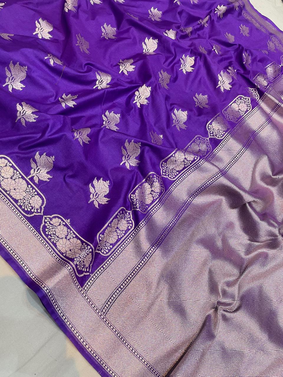 Banarasi Mashru Uppada Silk Saree with Zari Butis