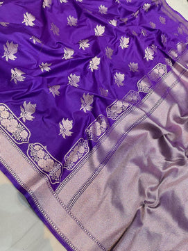 Banarasi Mashru Uppada Silk Saree with Zari Butis