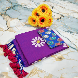 Sunflower Hand Print Saree