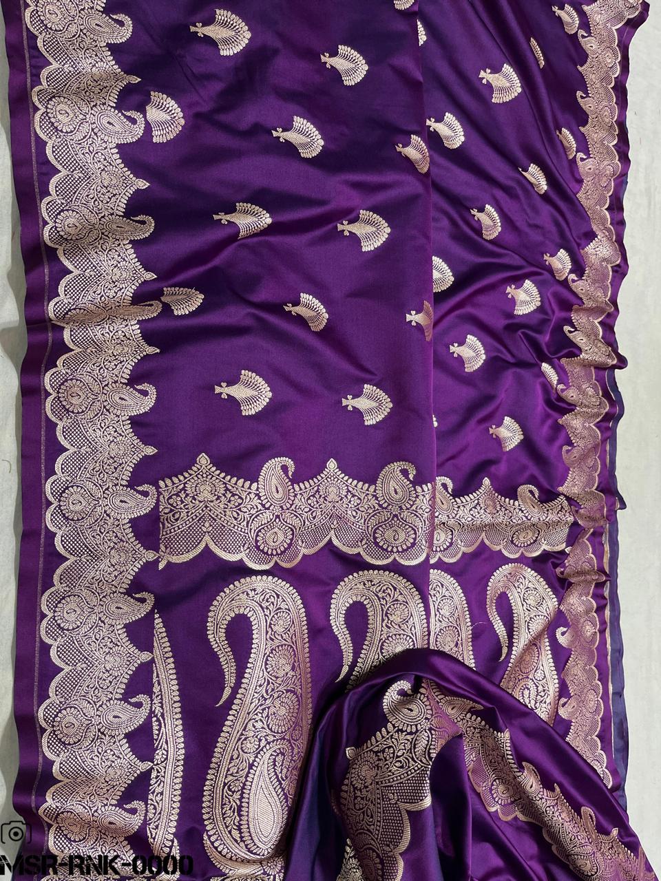 Banarasi Handloom Mashru Satin Katan Soft Silk Saree