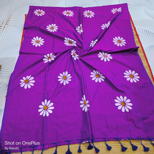 Sunflower Hand Print Saree