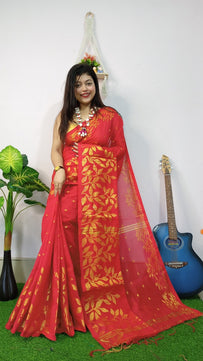 Handloom Copper Woven Saree – Cotton Silk