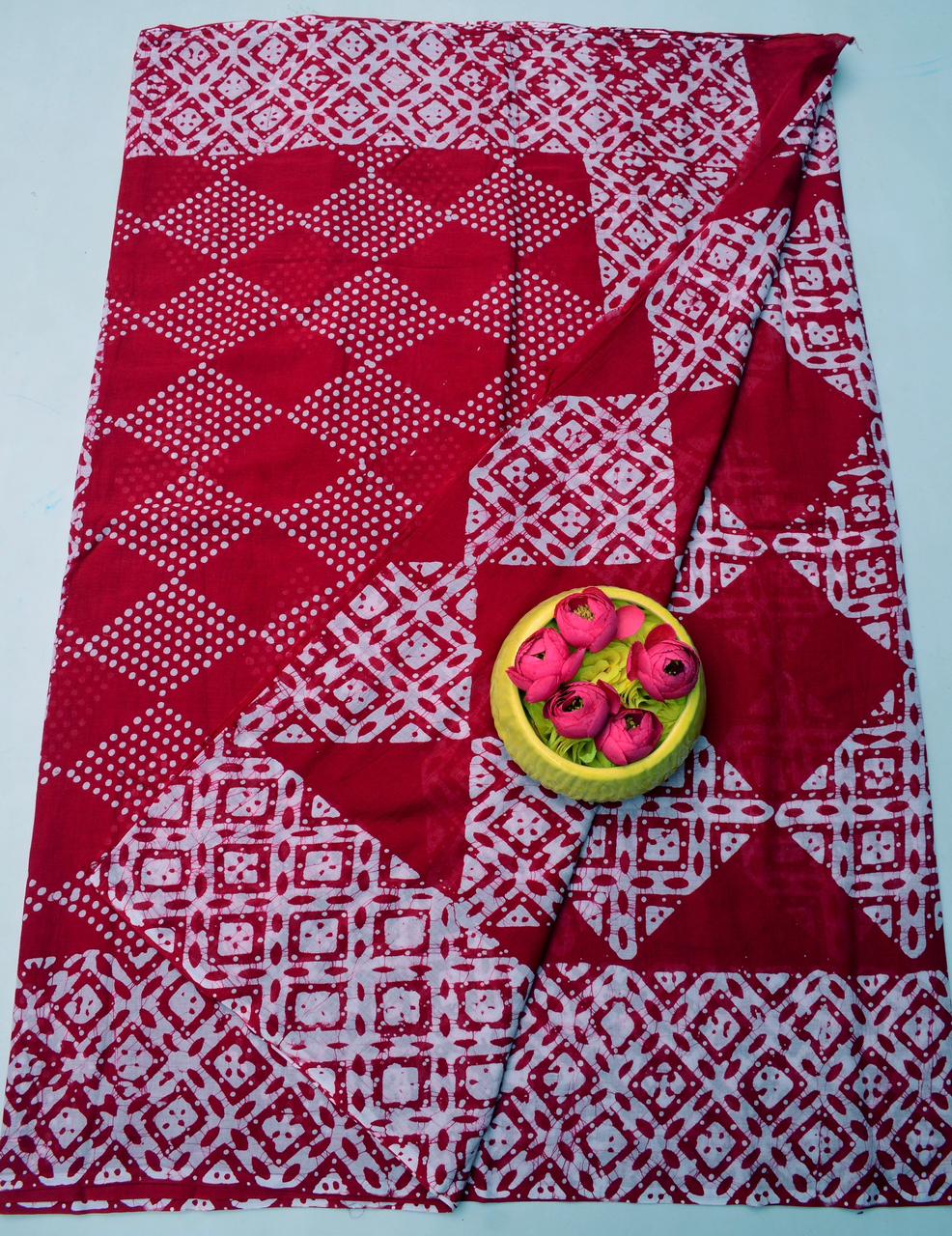 Pure Mulmul Cotton Hand Batik Saree