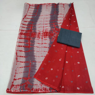 Kota Doria Pure Cotton Saree with Shibori/Batik/Bandhej Dye