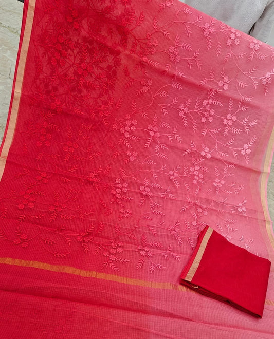 Pure Cotton Kota Saree with Embroidery Work