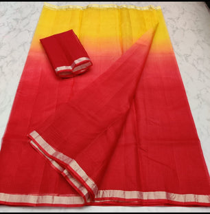 Pure Silk Kota Doria Plain Dyed Saree