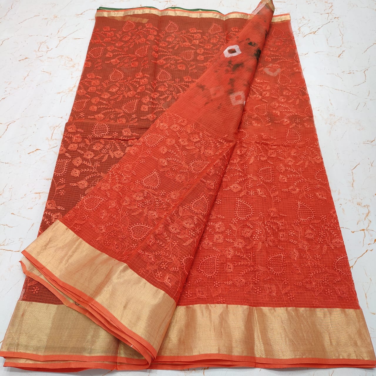 Pure Cotton Kota Doria Saree with Self Embroidery