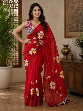 Mulmul Cotton Handprint Saree