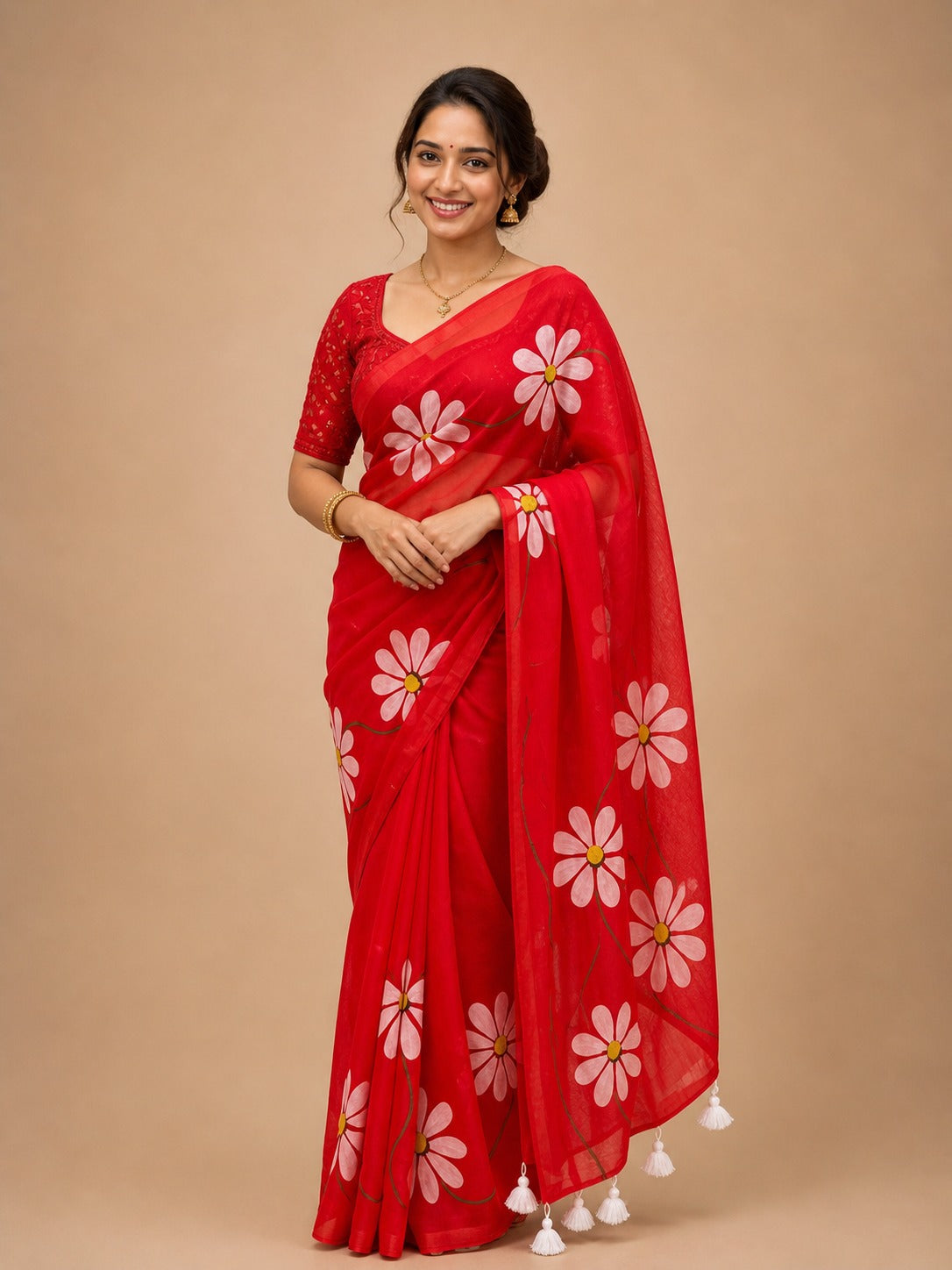 Mulmul Cotton Handprint Saree