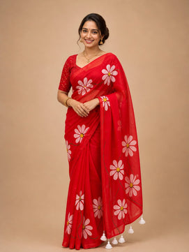 Mulmul Cotton Handprint Saree