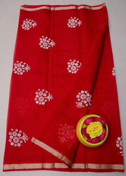 Kota Doria Hand Foam Print Saree