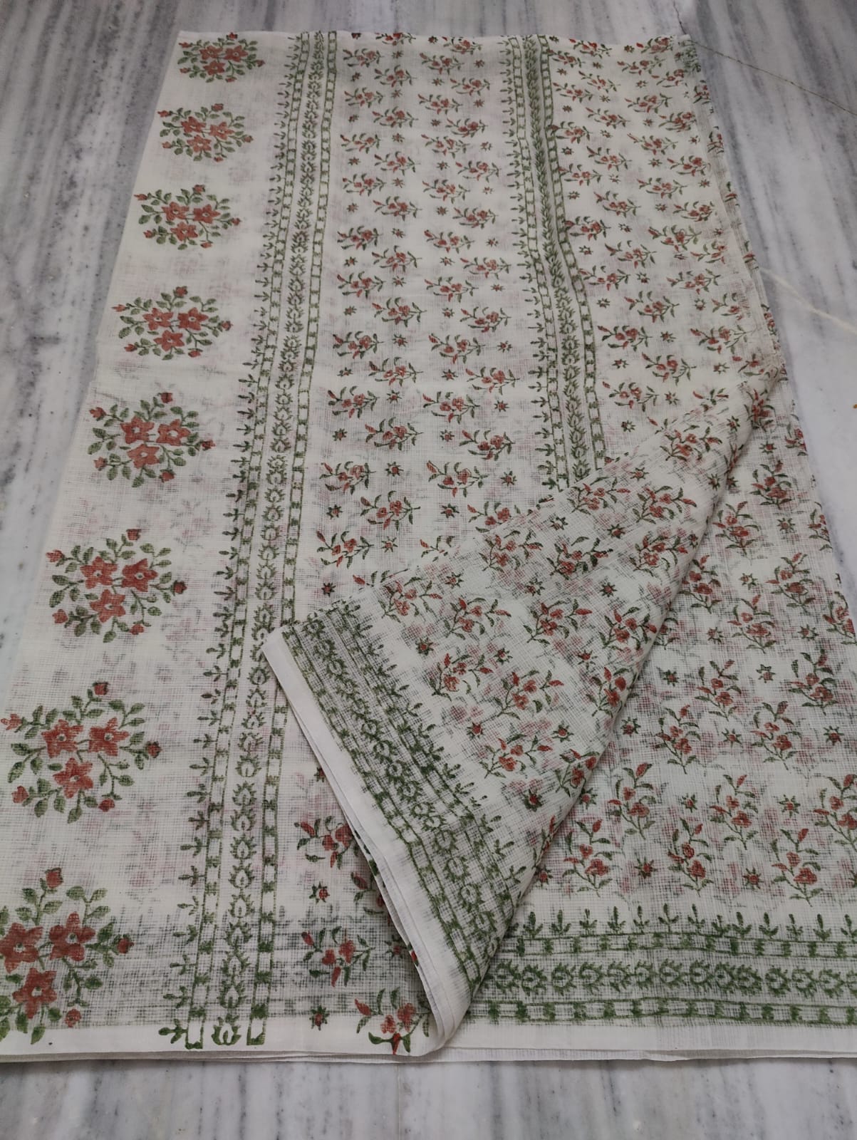 Kota Doria Hand Block Print Saree