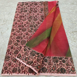 Kota Doria Hand Block Print Saree