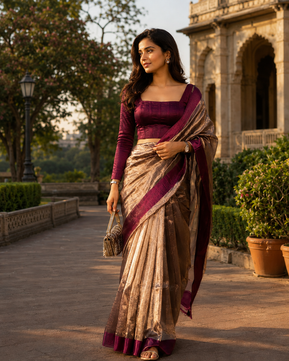 Exclusive Banarasi Soft Tissue Plain Silk Saree