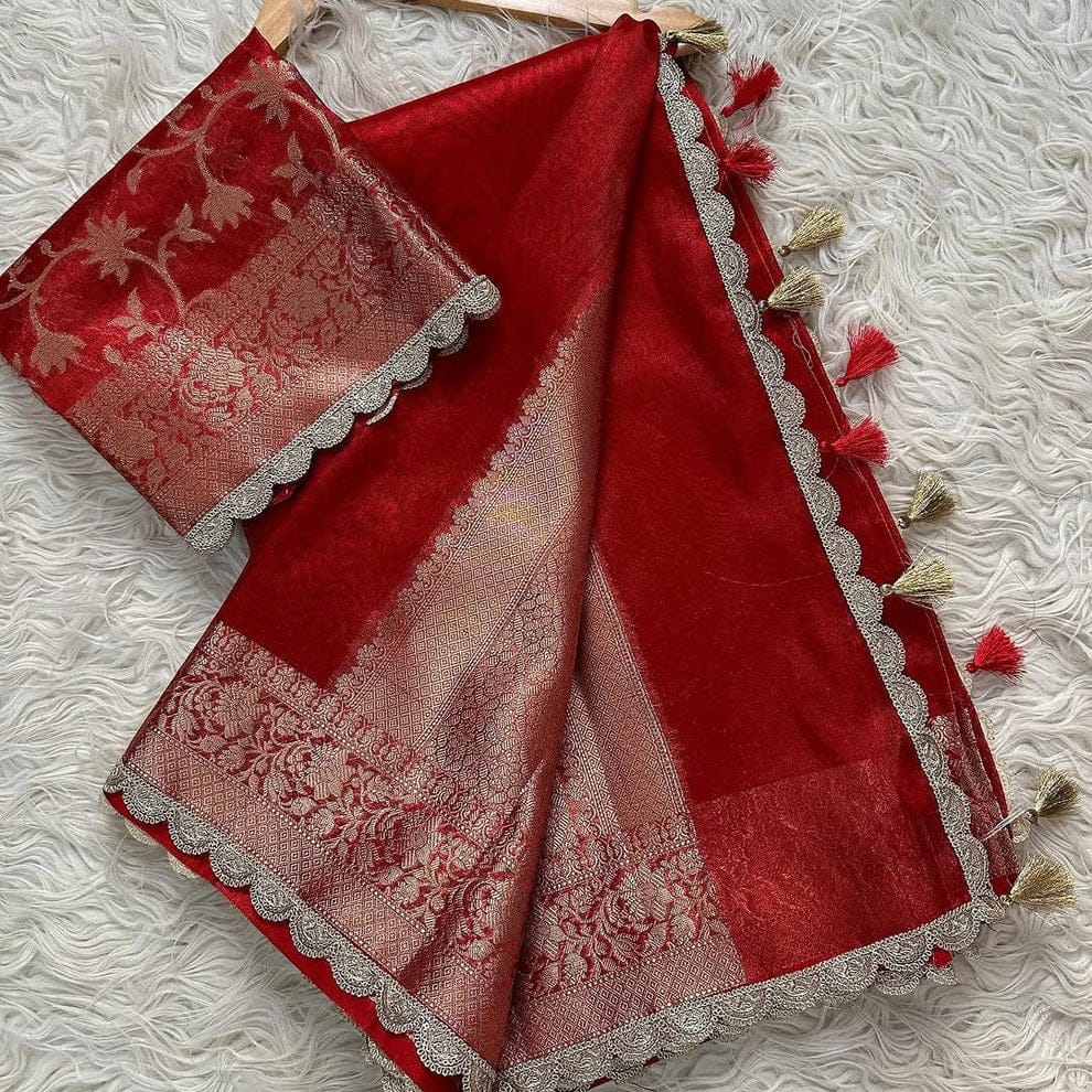 Tissue Silk Saree with Lace Work