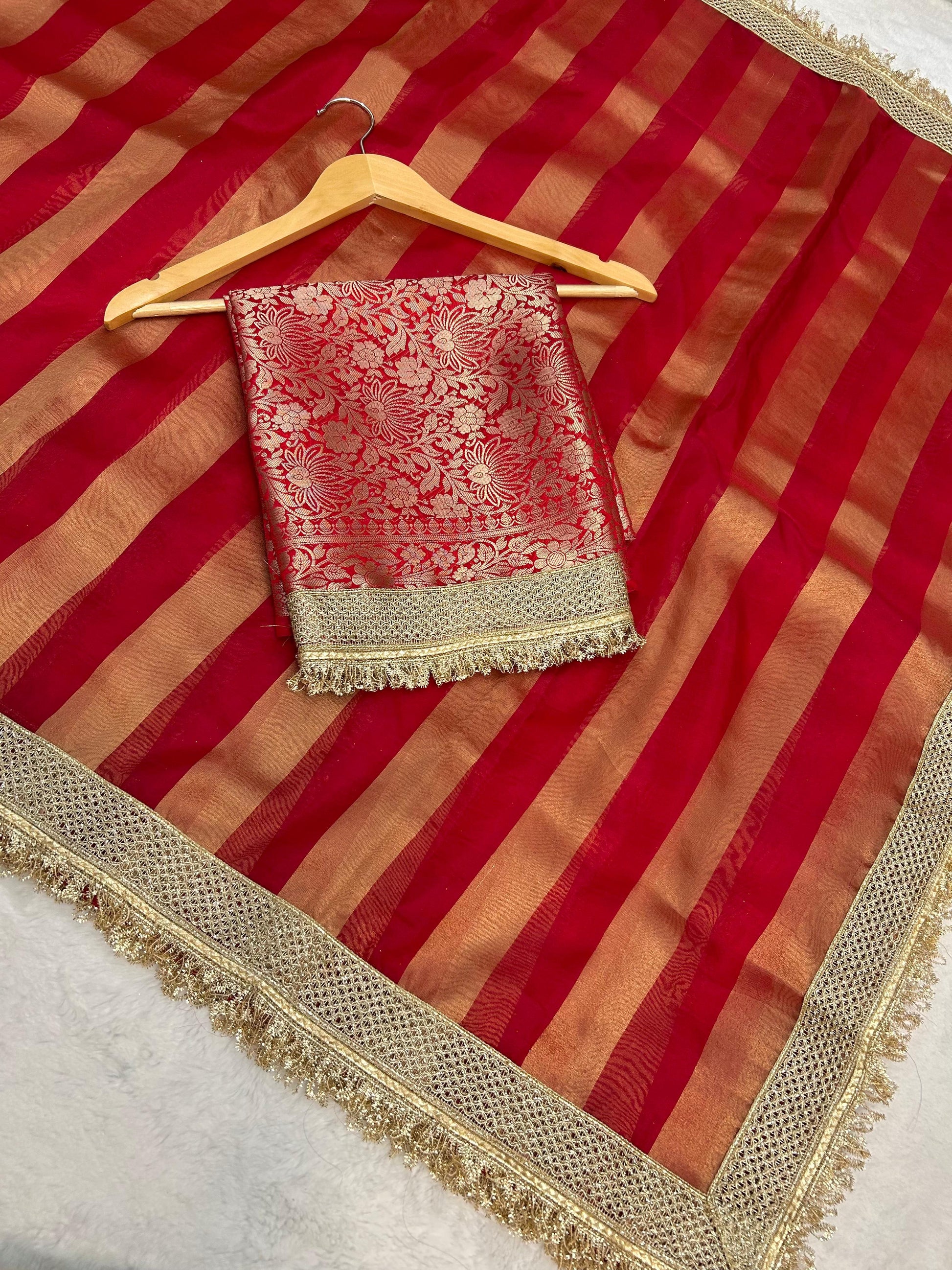 Tissue Organza Saree with Lace Work