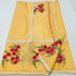 Kota Doria Crochet Lace Saree