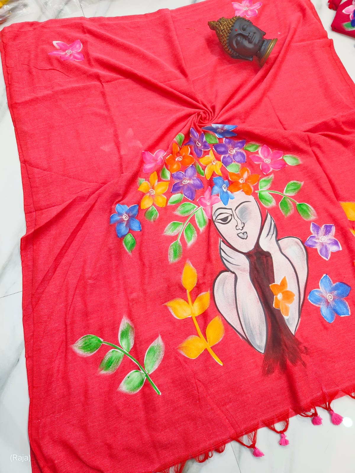 Cotton Saree with Hand Painting