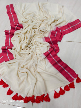 Contrast Border Mulmul Cotton Saree