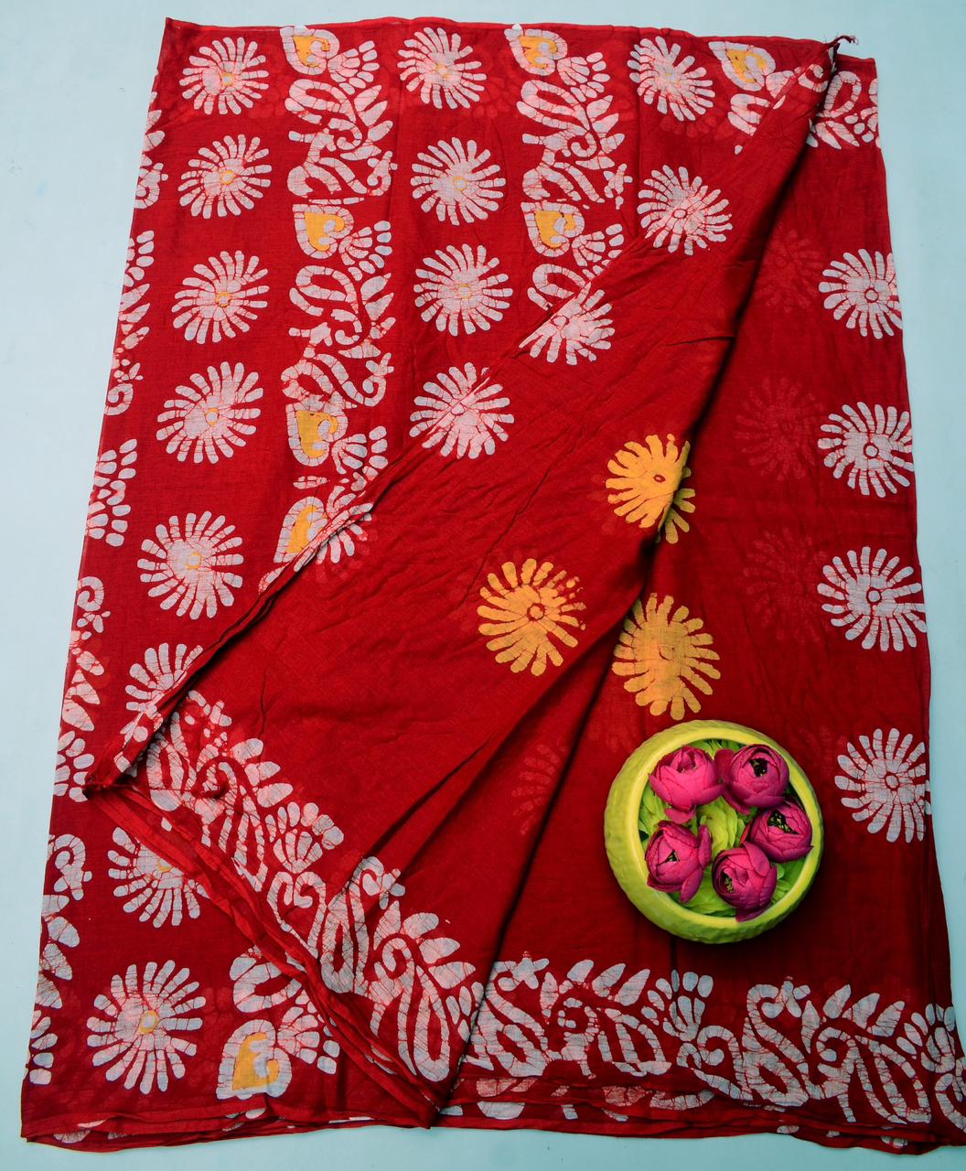 Pure Mulmul Cotton Hand Batik Saree