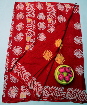 Pure Mulmul Cotton Hand Batik Saree