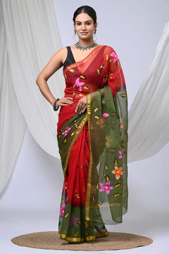 Pure Kota Doria Cotton Hand Painted Saree