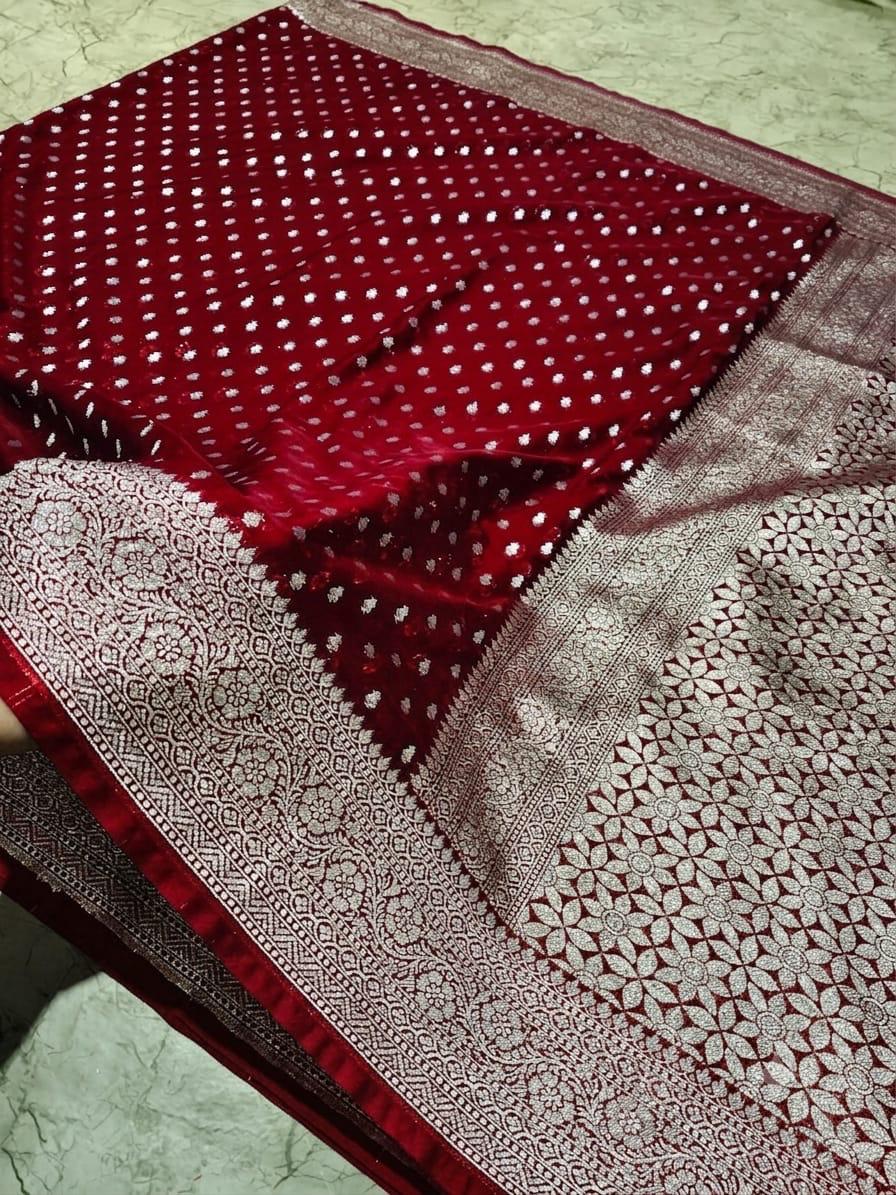 Banarasi Handloom Katan Georgette Soft Silk Saree