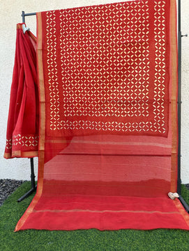 Pure Chanderi Silk Saree with Applique Work