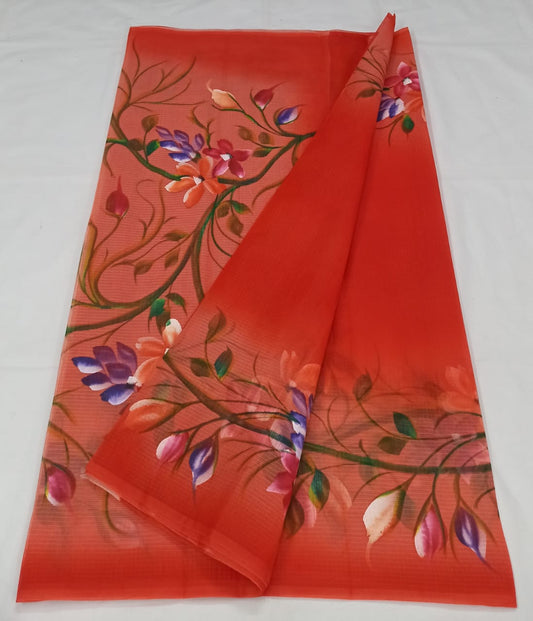 Kota Doria Hand Painting Saree