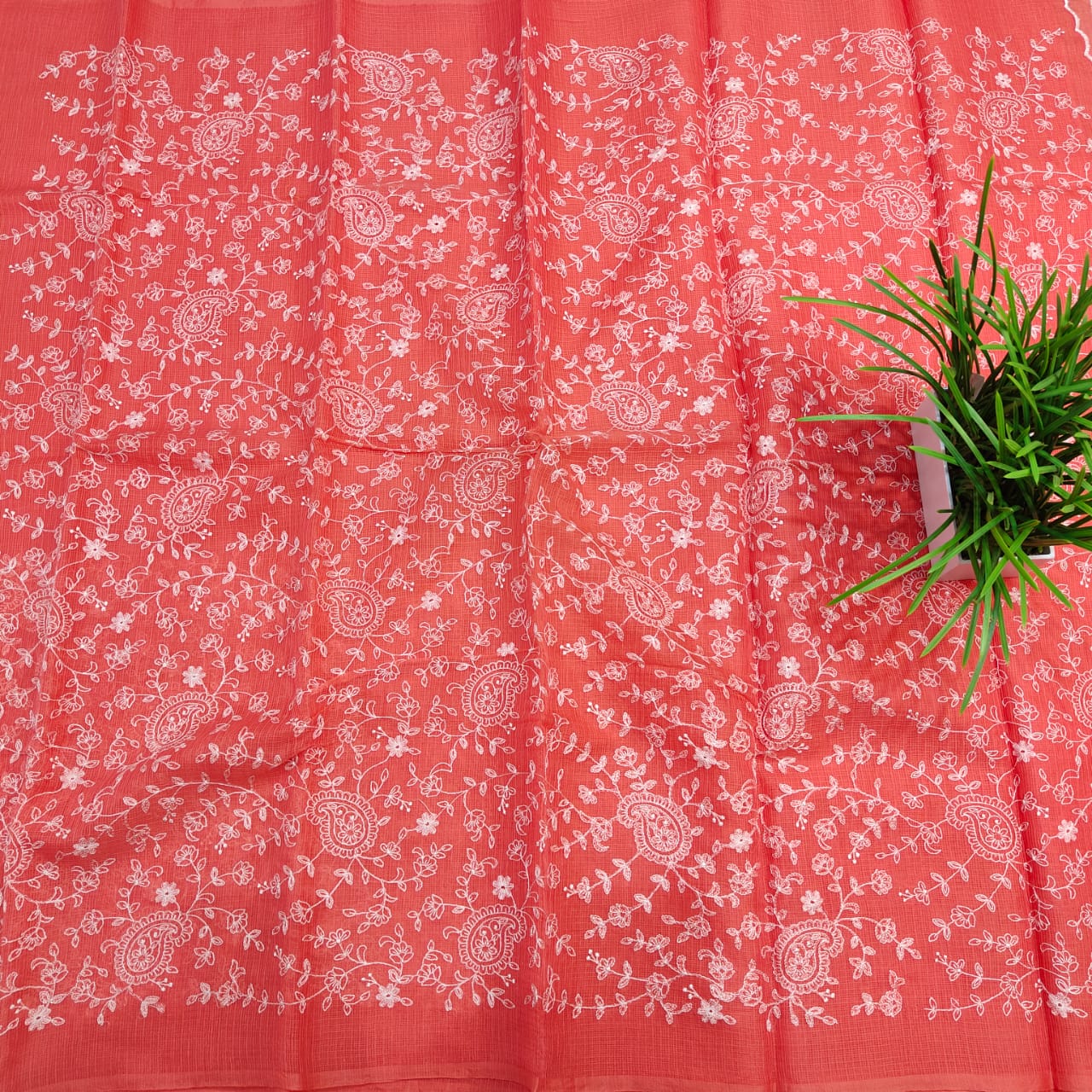 Kota Doria Embroidery Saree