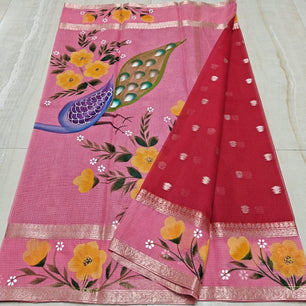 Kota Weaving & Hand Brush Paint Saree