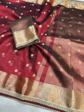 Tissue Silk Saree with Lace Work